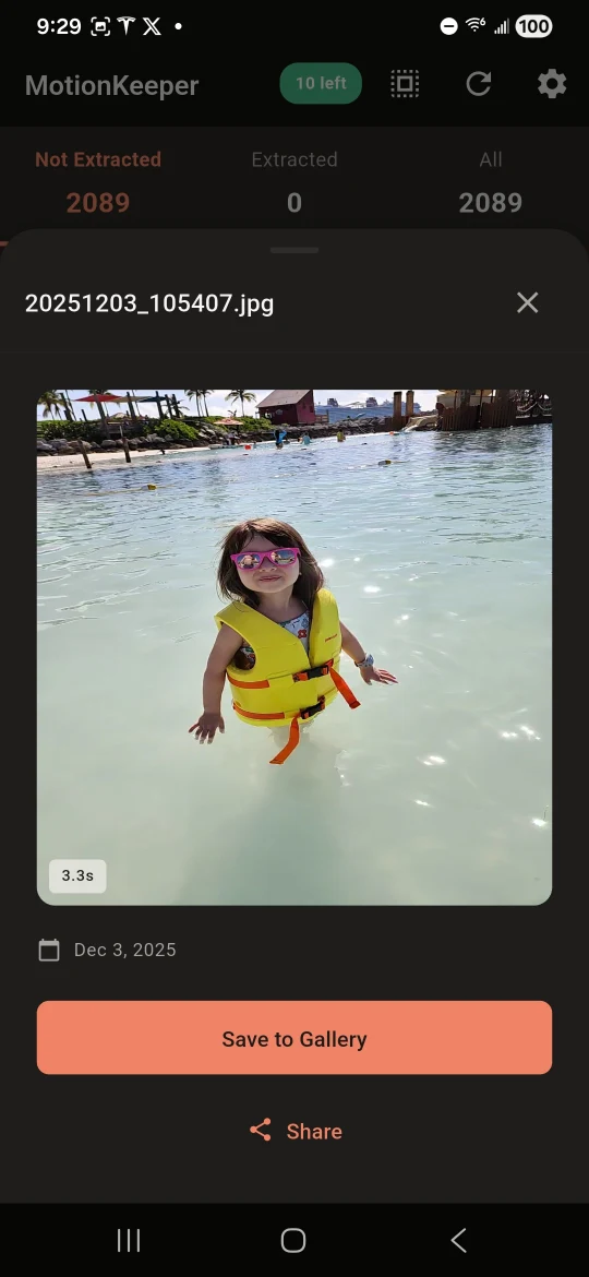 Android video preview with a Save to Gallery button